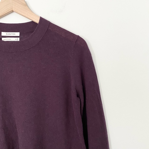 Artizia Babaton Plum Wool Linen Blend Tie Knot Front Asymmetrical Knit Sweater - Picture 2 of 8